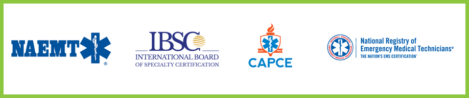 IBSC Logo, CAPCE Logo, NREMT Logo, NAEMT Logo