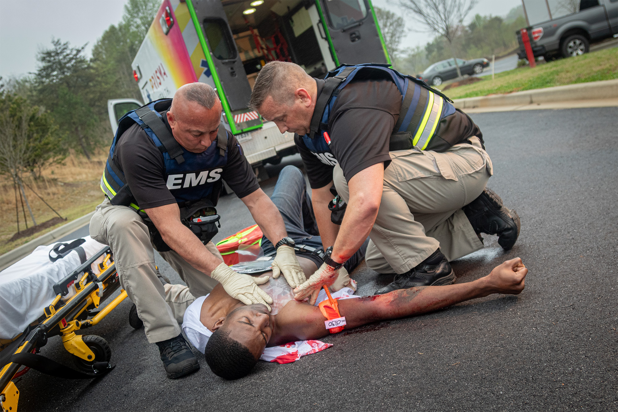 North American Rescue tactical EMS providers training in ballistic vests for TEMS and tactical medical response