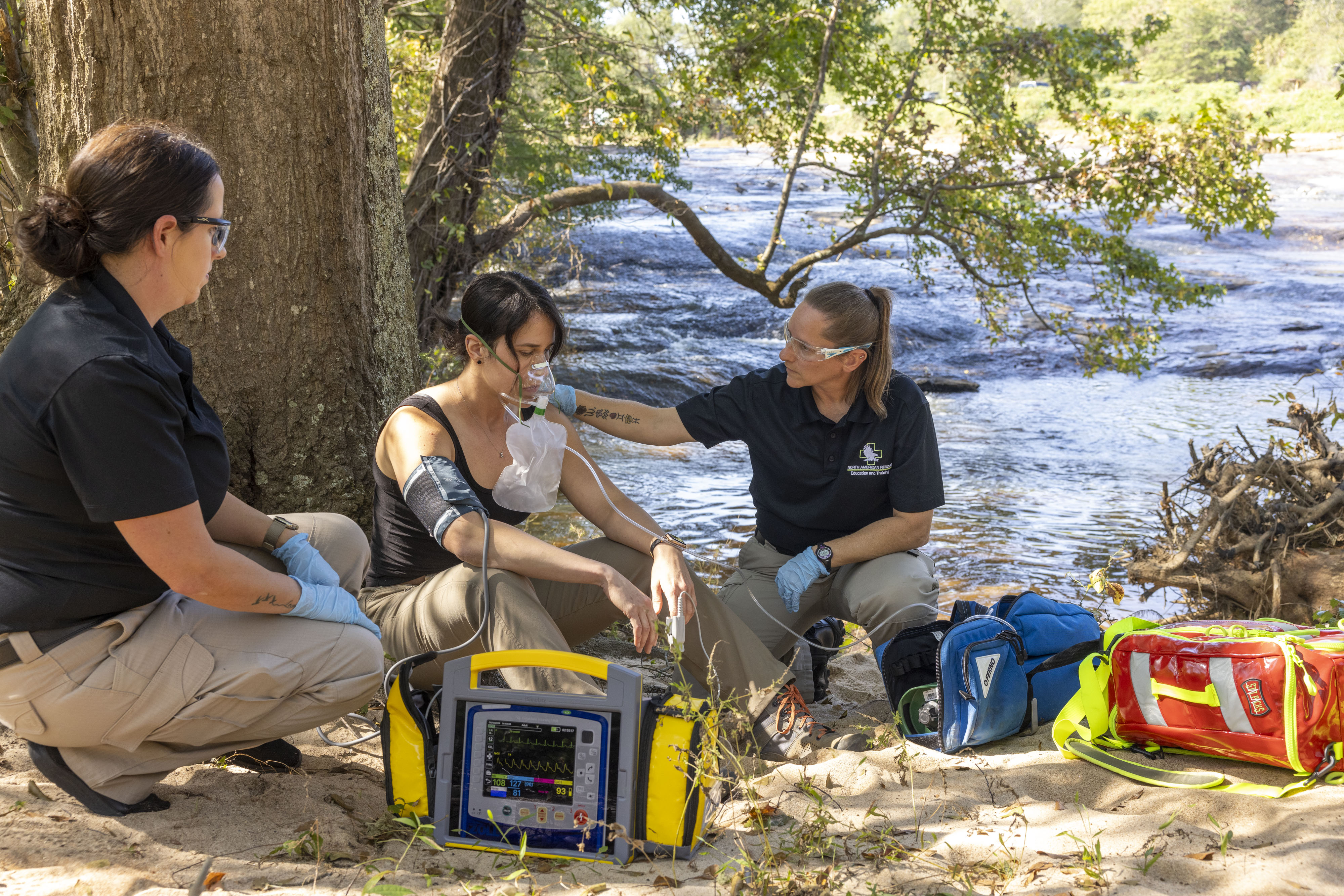 North American Rescue Education instructors teaching EMS providers respiratory distress patient care during hands-on medical training